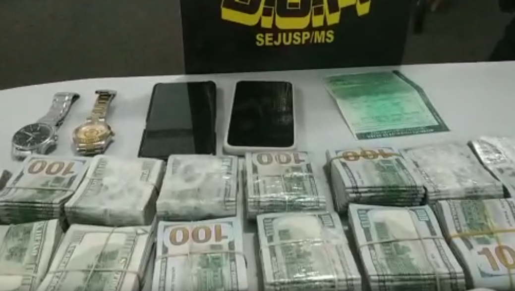 2 homens são detidos com 400 mil dólares em Dourados – vídeo