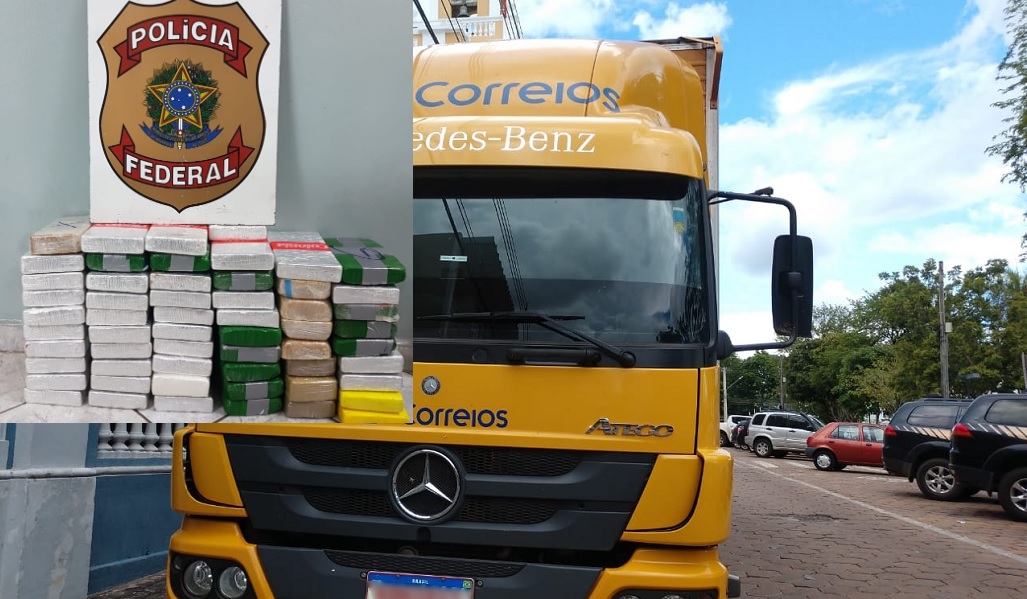 Em Corumbá: PF apreende 59 kg de cocaína em caminhão dos Correios