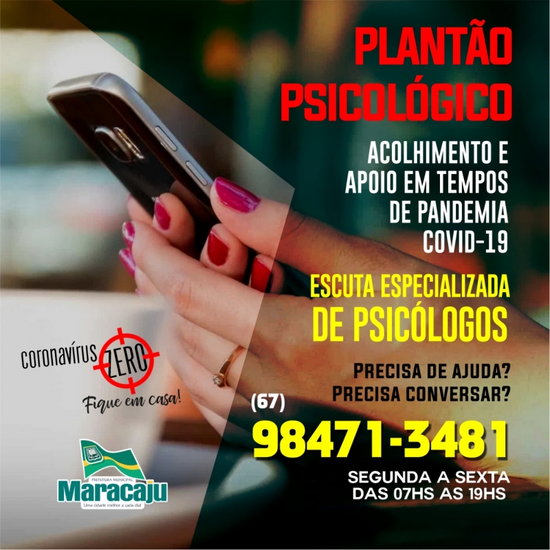 Maracaju: Prefeitura disponibiliza Plantão Psicológico para acolher o cidadão que sofre pelas causas do COVID-19