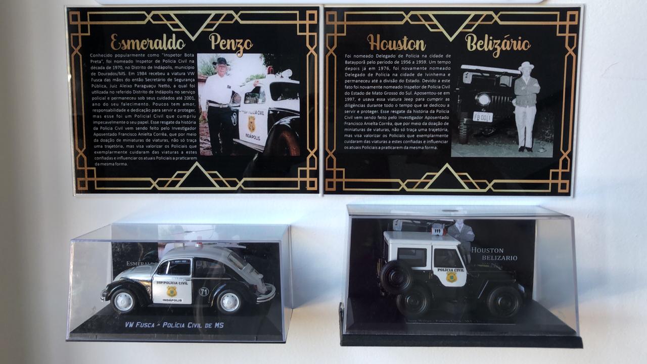 Galeria com réplicas de viaturas da Polícia Civil ganha mais duas miniaturas