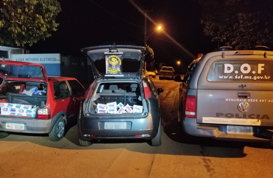 Dois veículos foram apreendidos pelo DOF com produtos adquiridos no Paraguai