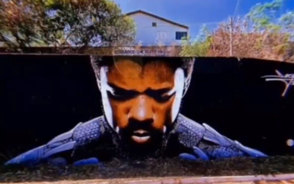 Artista goiano pinta mural em homenagem ao astro de ‘Pantera Negra’