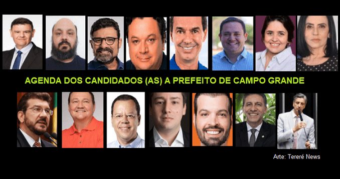 Agenda dos candidatos a prefeito de Campo Grande neste sábado (10)