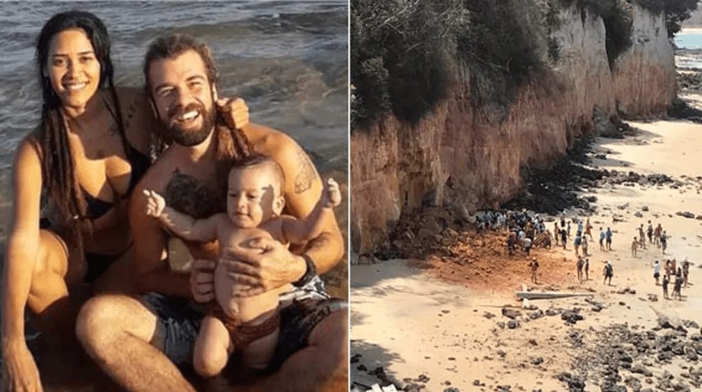 Família morre soterrada em desabamento de falésia na famosa praia de Pipa no Rio Grande do Norte