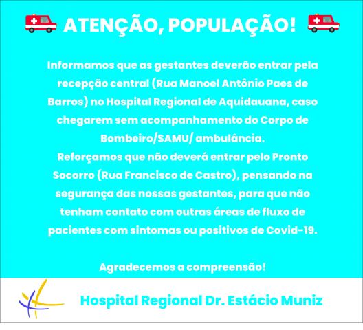 Aquidauana.: Hospital Regional comunicado para as gestantes