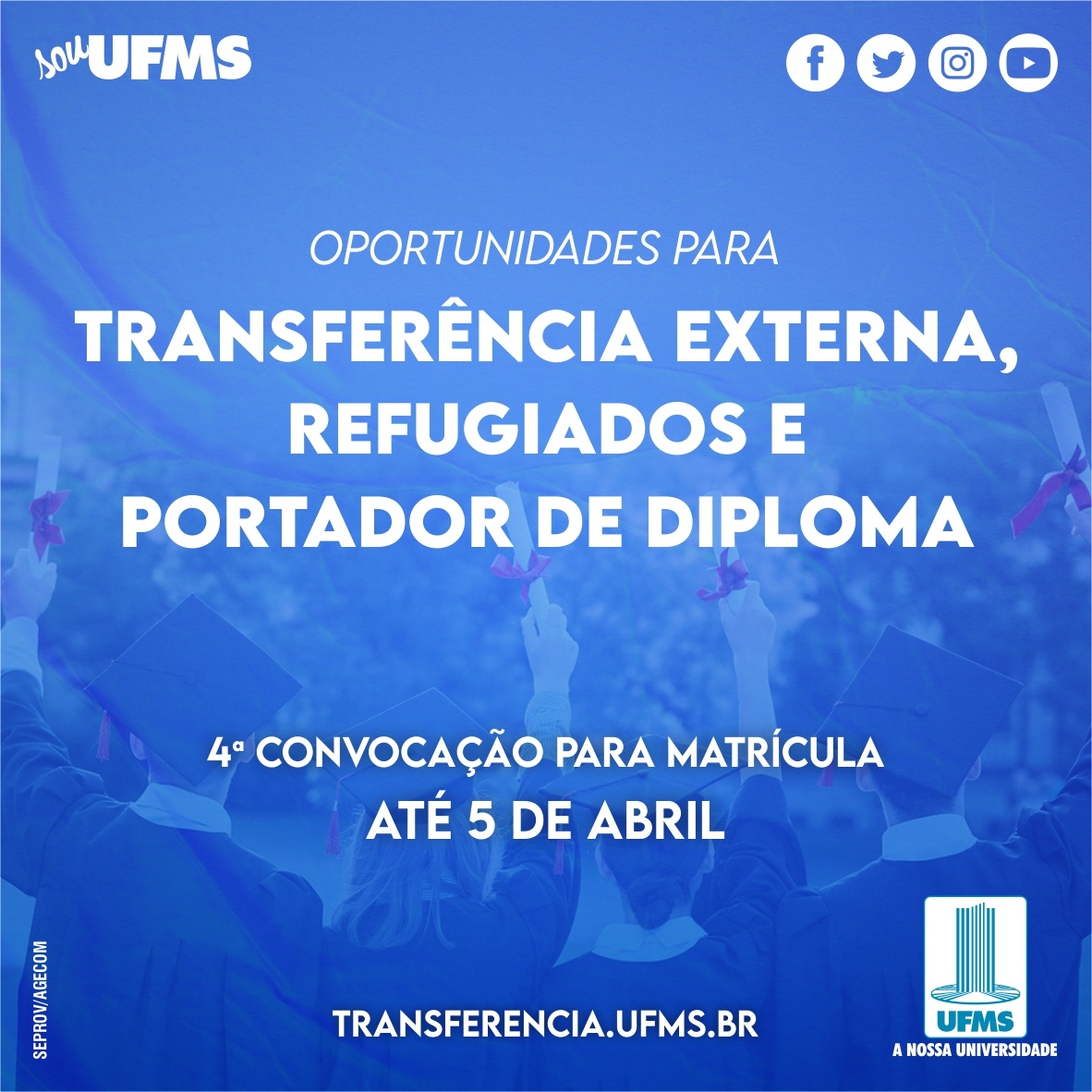 4ª convocação para transferência externa, refugiados e portadores de diploma