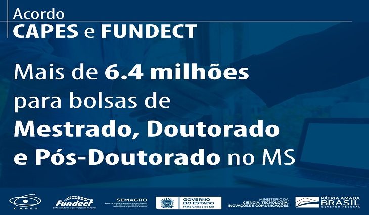 Mato Grosso do Sul garante mais de R$ 6,4 milhões para bolsas de mestrado, doutorado e pós-doutorado