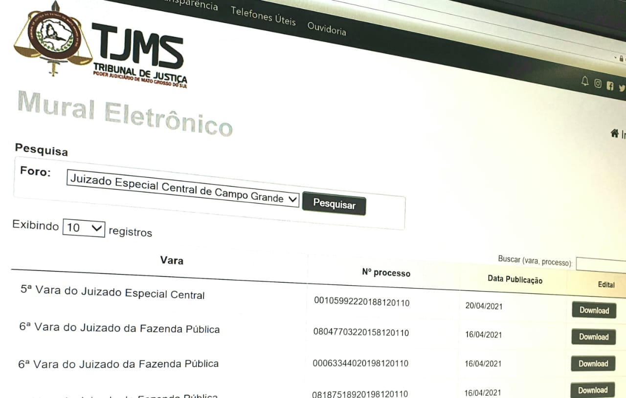 Mural Eletrônico garante acesso on-line aos editais das comarcas de MS
