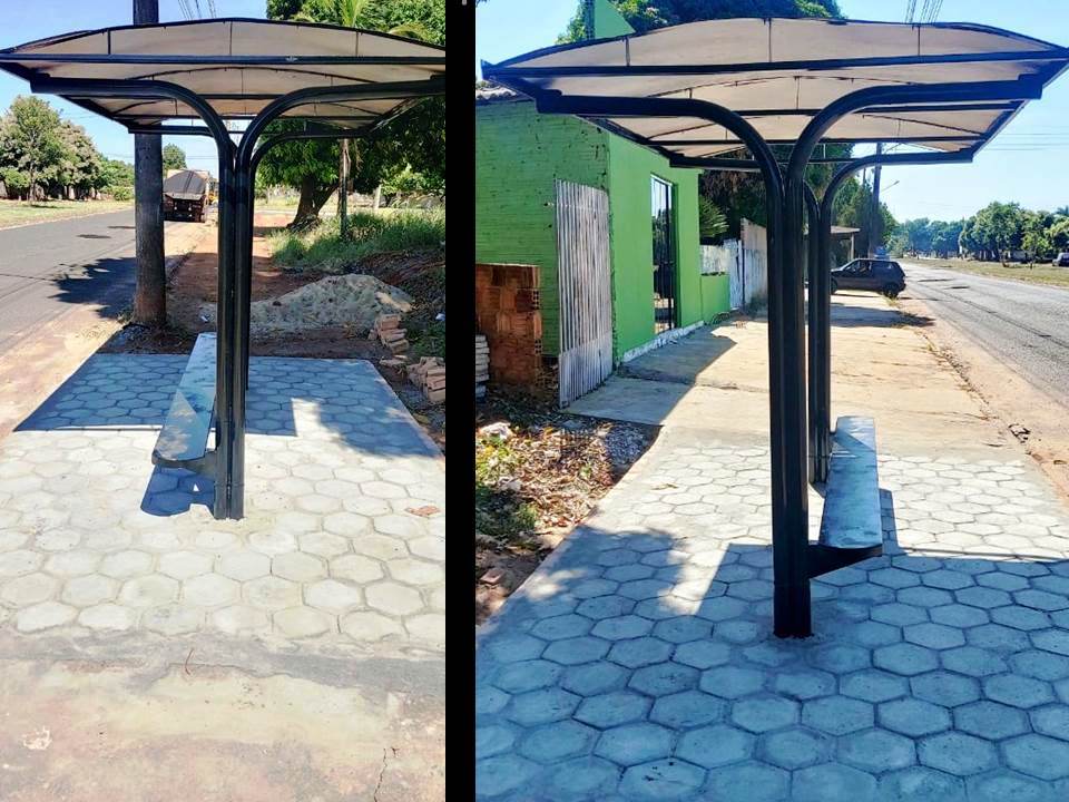 Prefeitura de Naviraí instala ponto de ônibus coberto na Avenida Pantanal