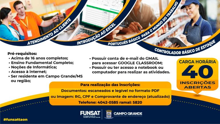 FUNSAT está com inscrições abertas para cursos gratuitos e on-line