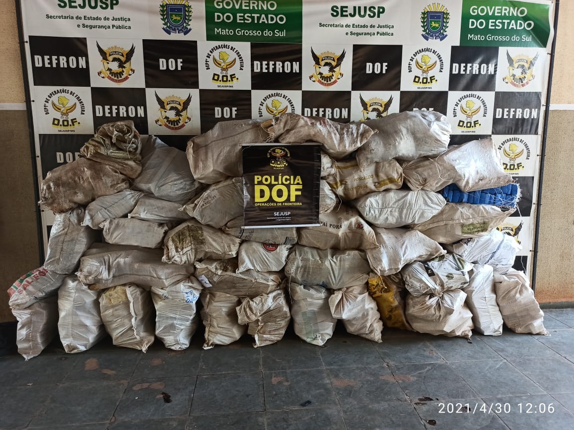Policiais do Departamento de Operações de Fronteira (DOF) apreenderam em menos de 4 meses mais de 84 toneladas das malditas drogas