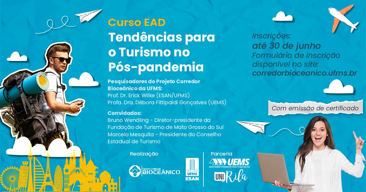 Inscrições para Curso EAD sobre tendências para o turismo pós-pandemia podem ser feitas até dia 30