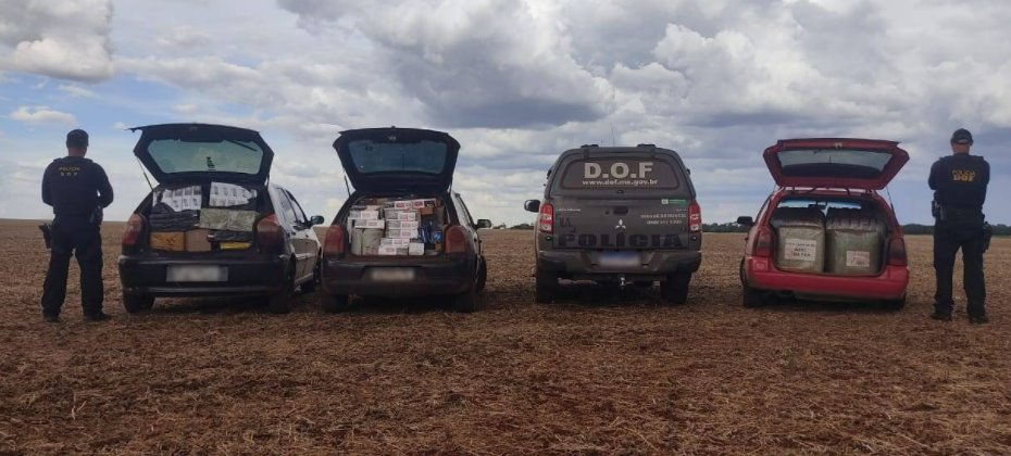Veículos carregados com produtos ilegais foram apreendidos pelo DOF em Laguna Carapã