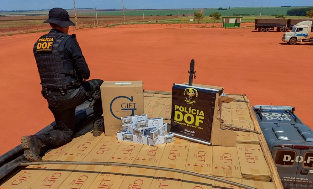 Em Itaquiraí: DOF apreende caminhão carregado com 45 mil pacotes de cigarros contrabandeados do Paraguai
