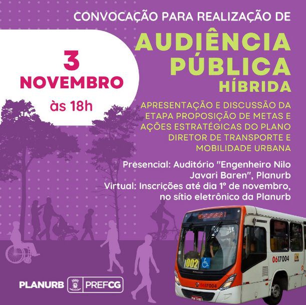 Em novembro: Prefeitura realiza 2ª audiência pública para revisão do Plano Diretor de Mobilidade Urbana