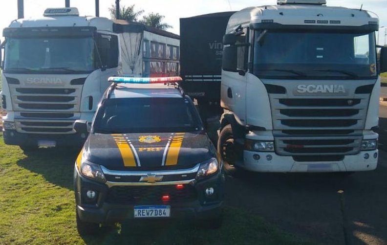 PRF recupera duas carretas em Caarapó e motoristas são libertados de cativeiro em Uberlândia (MG)