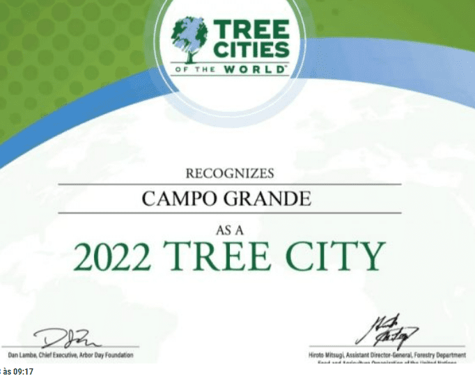 Pela 4º vez Campo Grande é reconhecida mundialmente como Tree City of de World