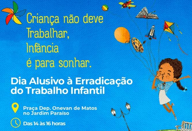 Naviraí: Praça Onevan de Matos terá evento neste sábado (24) sobre Erradicação do Trabalho Infantil