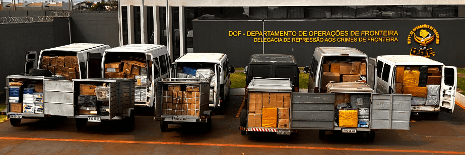 DOF apreende comboio de seis vans com dois milhões de reais em mercadorias contrabandeadas do Paraguai