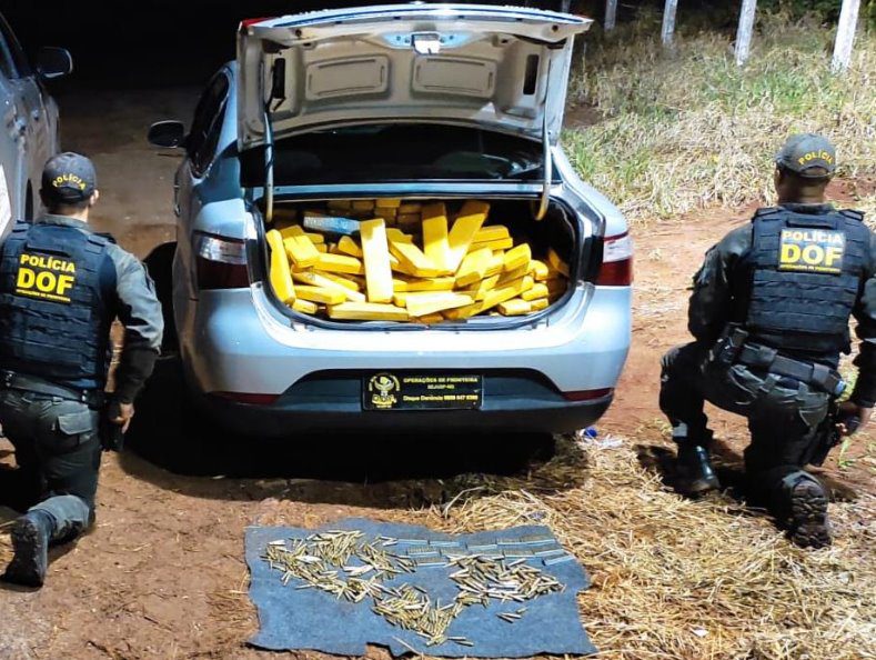 DOF apreende 400 quilos de drogas e mais de 500 munições de grosso calibre em Ponta Porã
